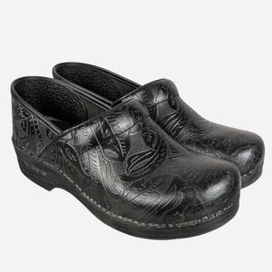 Dansko‎ Professional Black Tooled Leather Comfort Clogs Shoes EU 41 / US 10.5–11